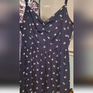 Hollister Navy Dress with White Floral Design
